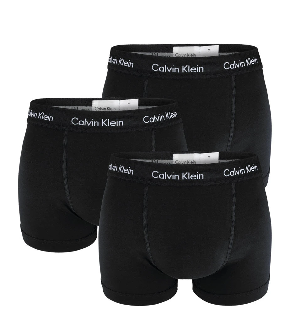CALVIN KLEIN - boxerky 3PACK cotton stretch classic fit solid black everyday essentials (predĺžené)