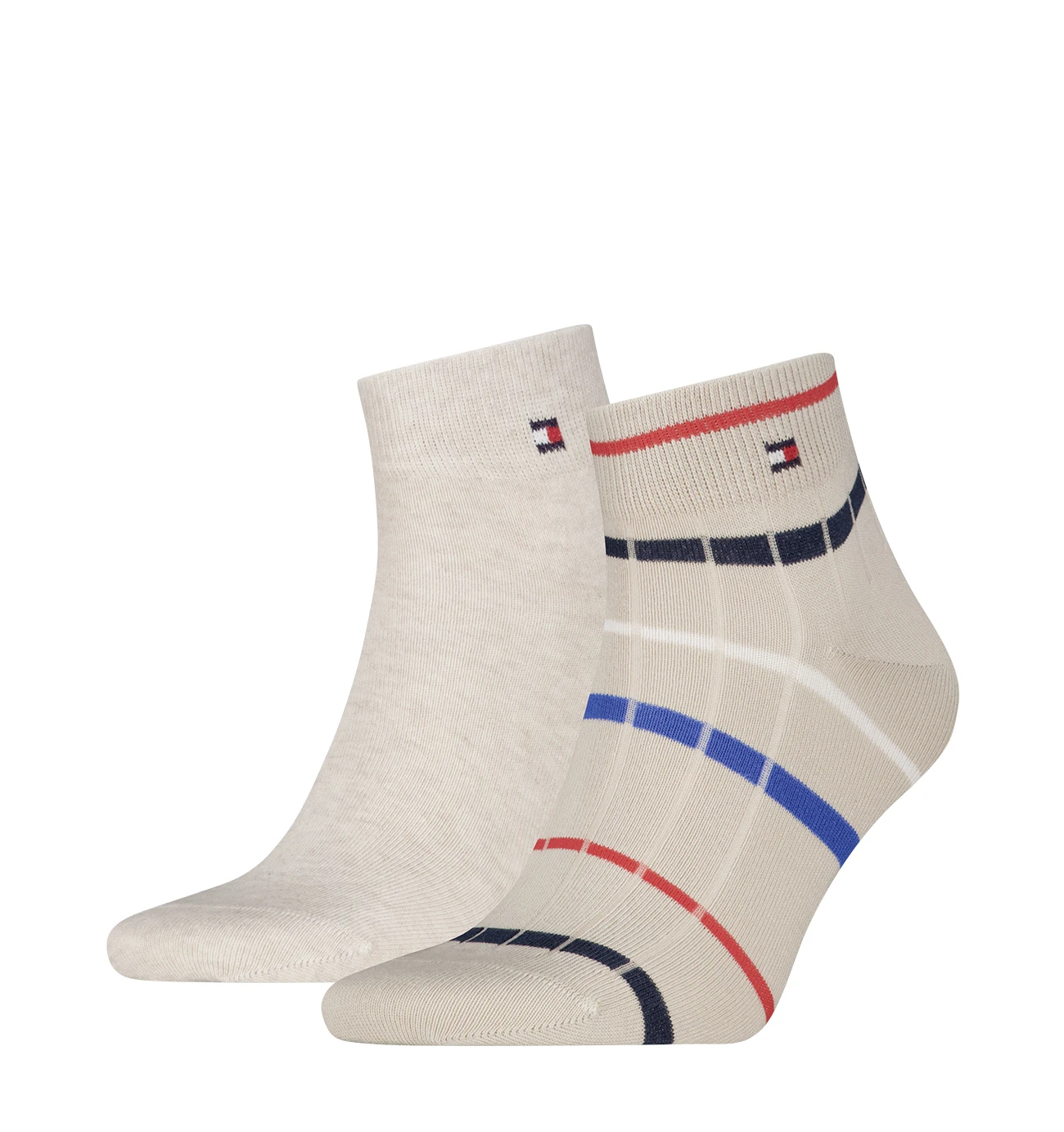 TOMMY HILFIGER - pánske ponožky 2PACK Breton quarter sand