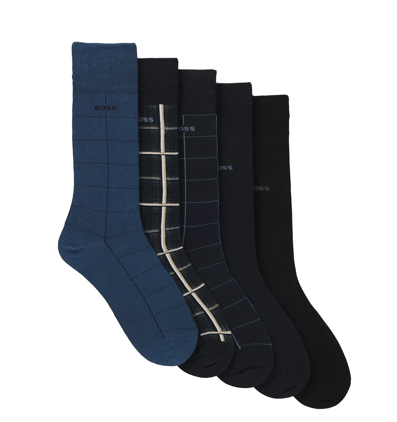 BOSS - ponožky 5PACK exclusive BOSS black & navy tones v darčekovom balení