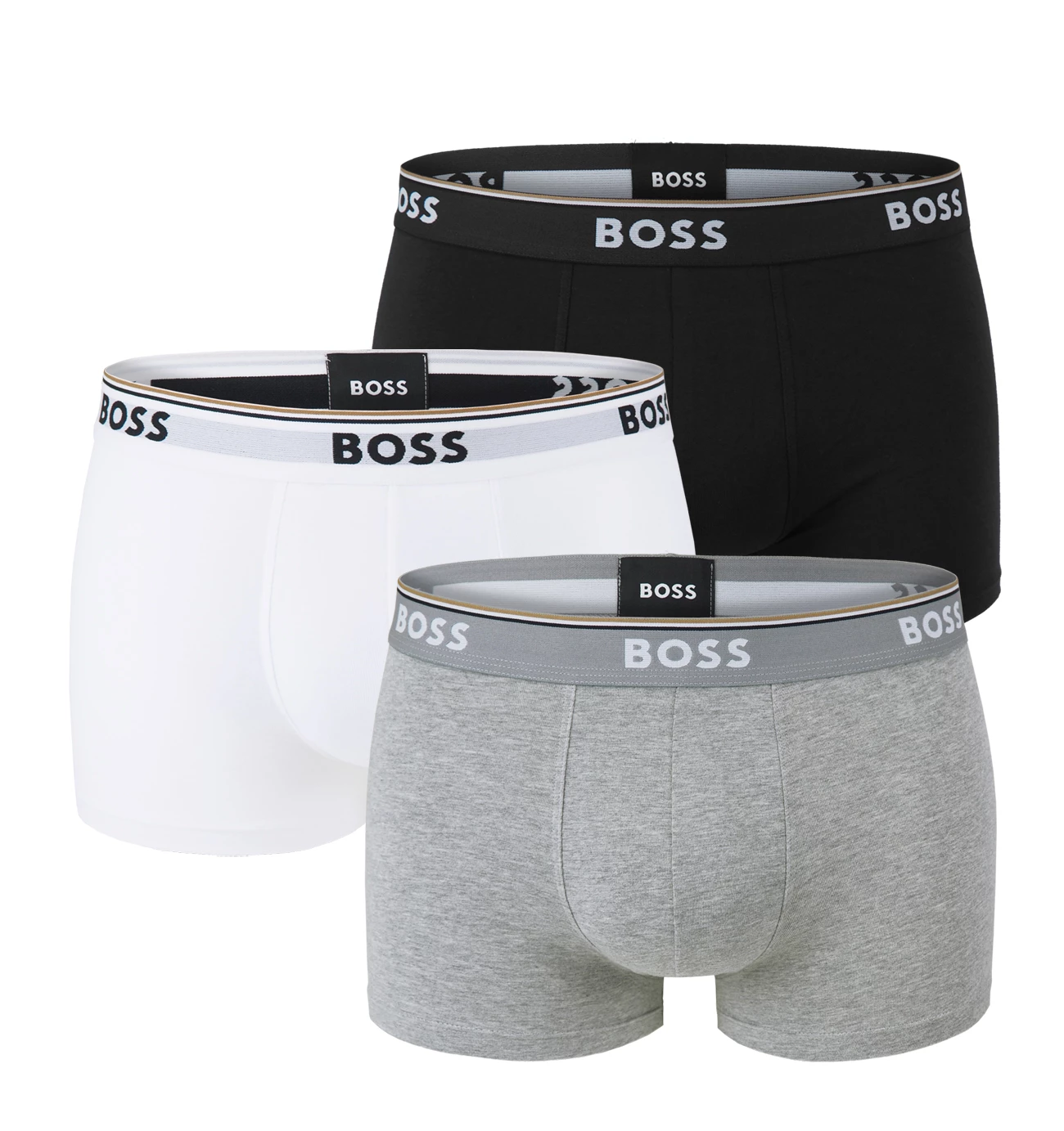 BOSS - boxerky 3PACK cotton stretch power black, white, gray - limitovaná fashion edícia (HUGO BOSS)