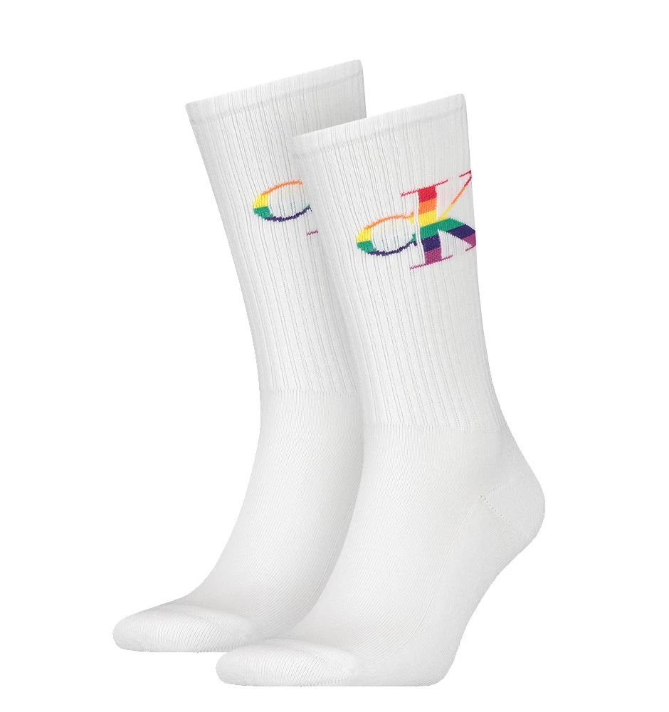 CALVIN KLEIN - CK jeans logo biele ponožky - pride edition