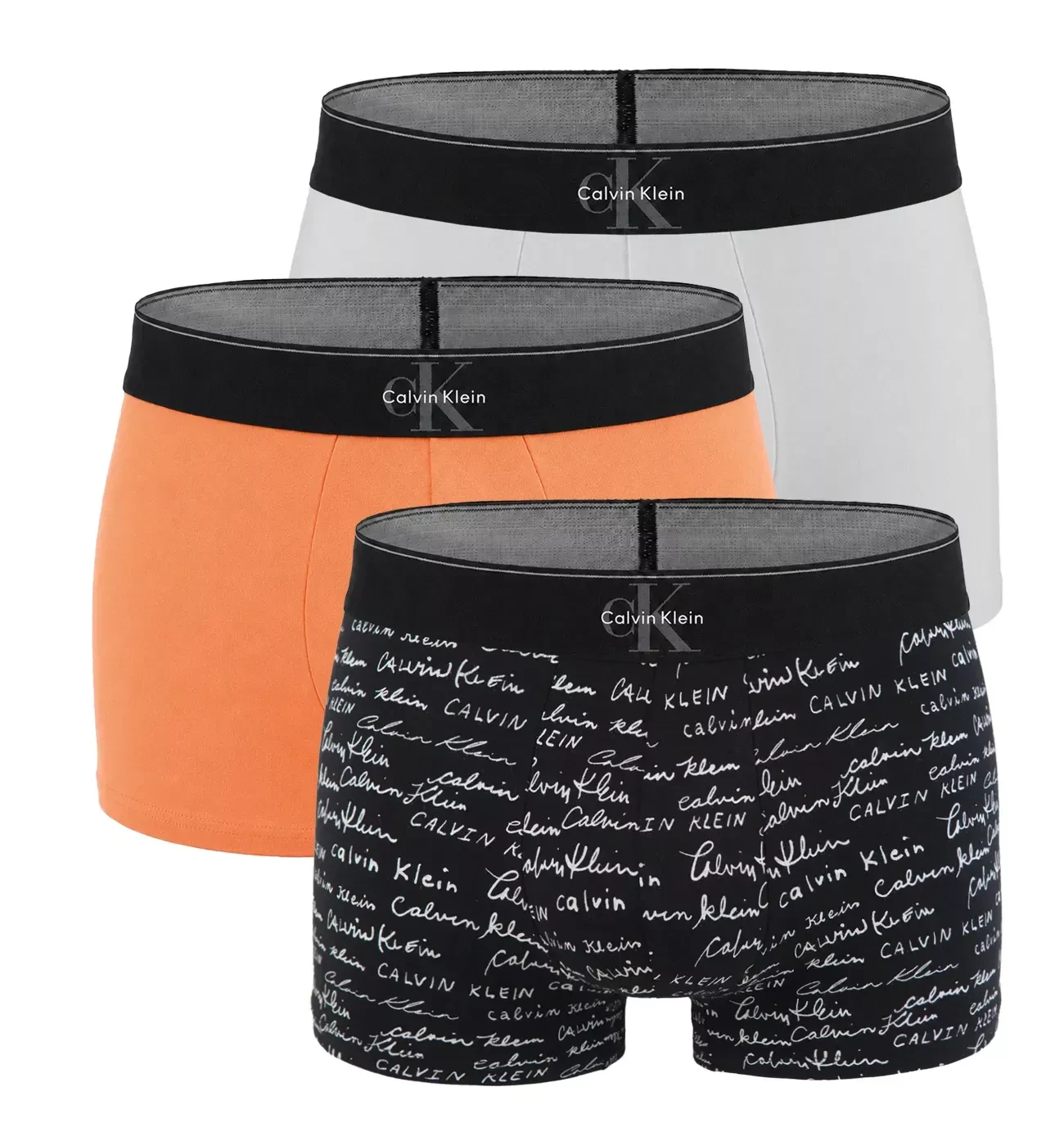 Calvin Klein - pánske boxerky 3PACK Graphic monogram cotton stretch black logo & orange tones