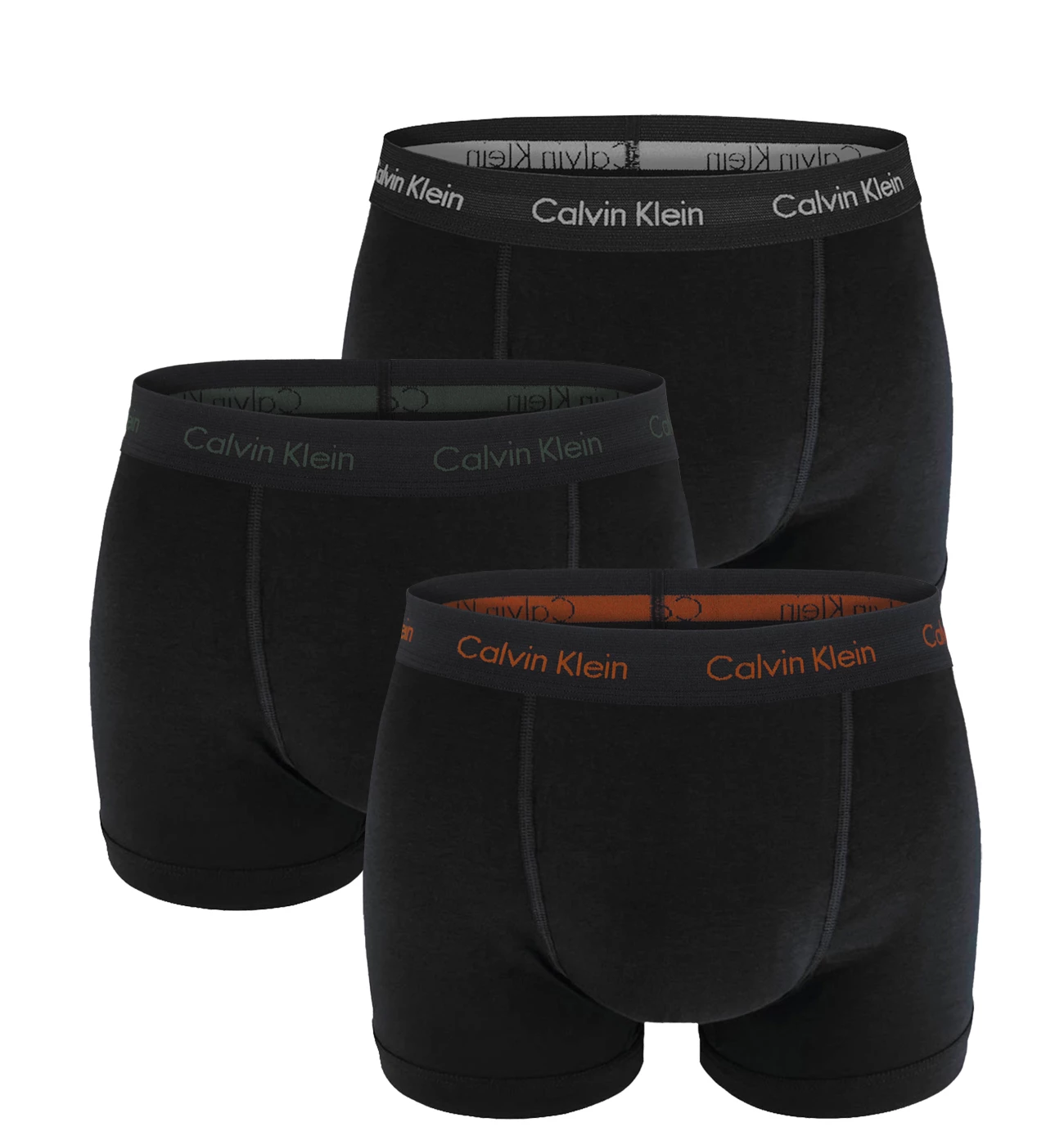 CALVIN KLEIN - boxerky 3PACK cotton stretch classic black with color logo waist - limitovaná edícia