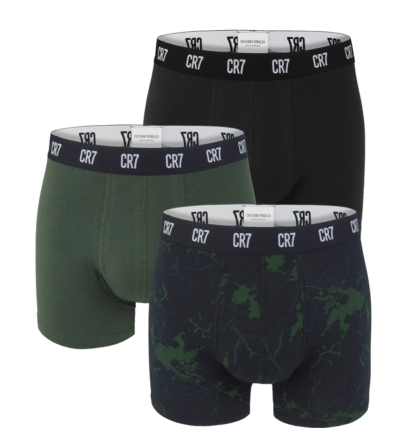 CRISTIANO RONALDO CR7 - boxerky 3PACK black & army green z organickej bavlny