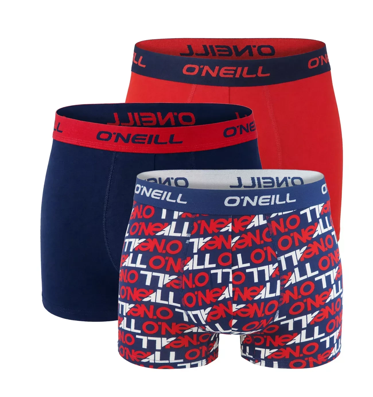 O'NEILL - pánske boxerky 3PACK cotton stretch logo & red tones