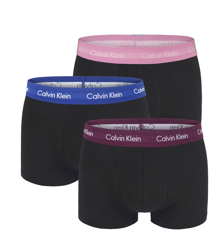 Calvin Klein - 3PACK cotton stretch čierne boxerky s farebným pásom - limitovaná edícia