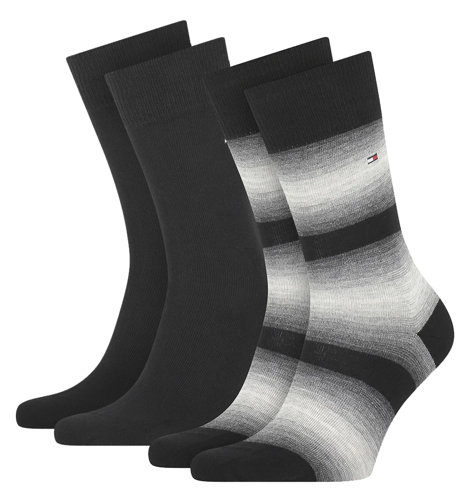 TOMMY HILFIGER - 2PACK TH men little stripes black pánske ponožky