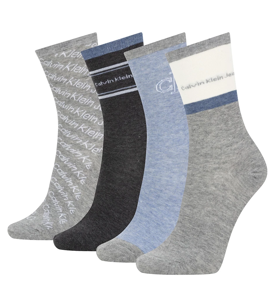 CALVIN KLEIN - 4PACK CK jeans multilogo denim combo ponožky v darčekovom balení