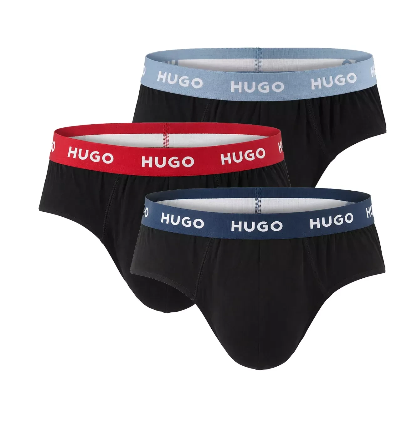 HUGO - pánske slipy 3PACK eco friendly cotton stretch black / modern dynamic waist