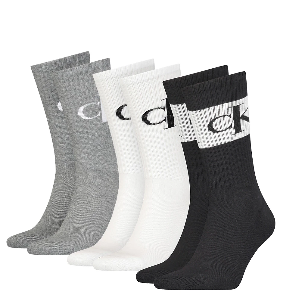 CALVIN KLEIN - 3PACK CK jeans monogram black combo ponožky