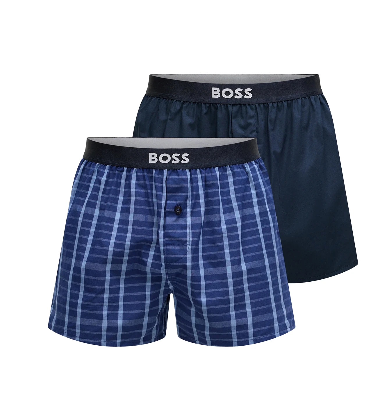BOSS - pánske trenky 2PACK natural pure cotton blue cubes