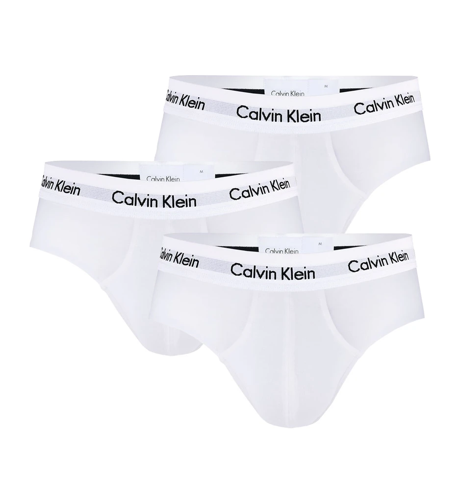CALVIN KLEIN - slipy 3PACK cotton stretch solid white everyday essentials