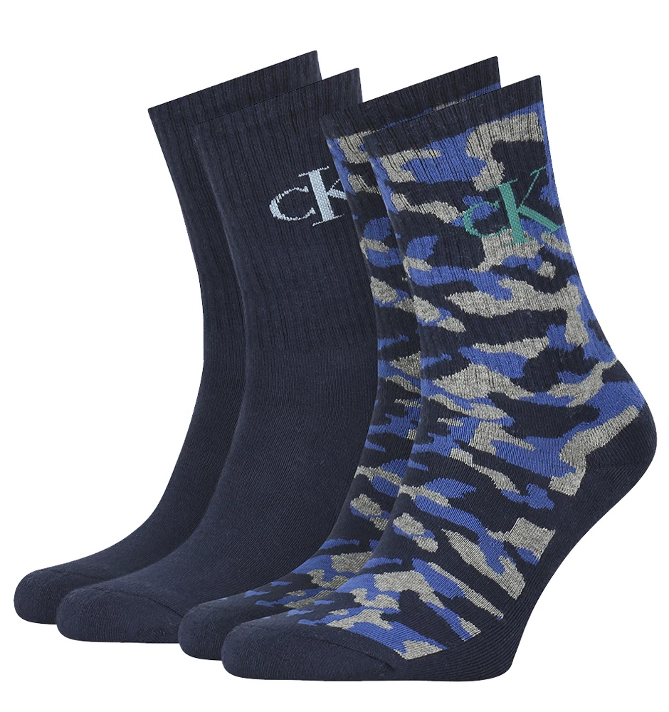 CALVIN KLEIN - 2PACK monogram blue ponožky