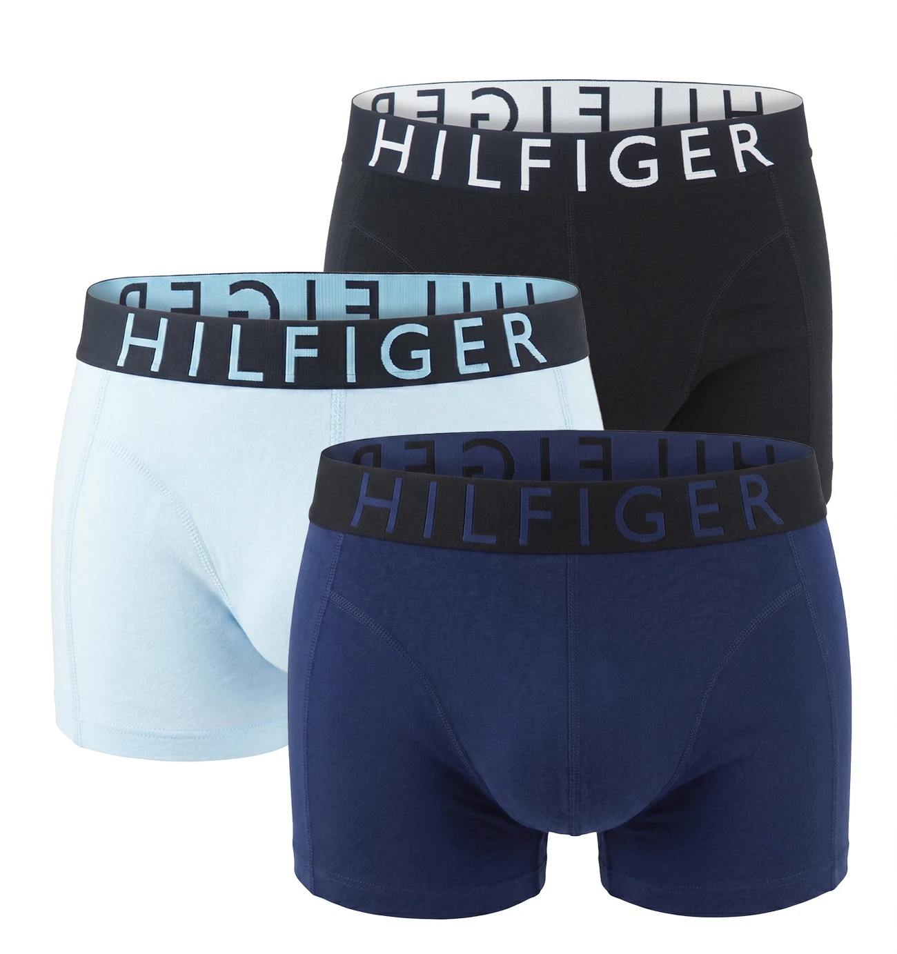 TOMMY HILFIGER - pánske boxerky 3PACK eco friendly cotton blue tones / bold logo