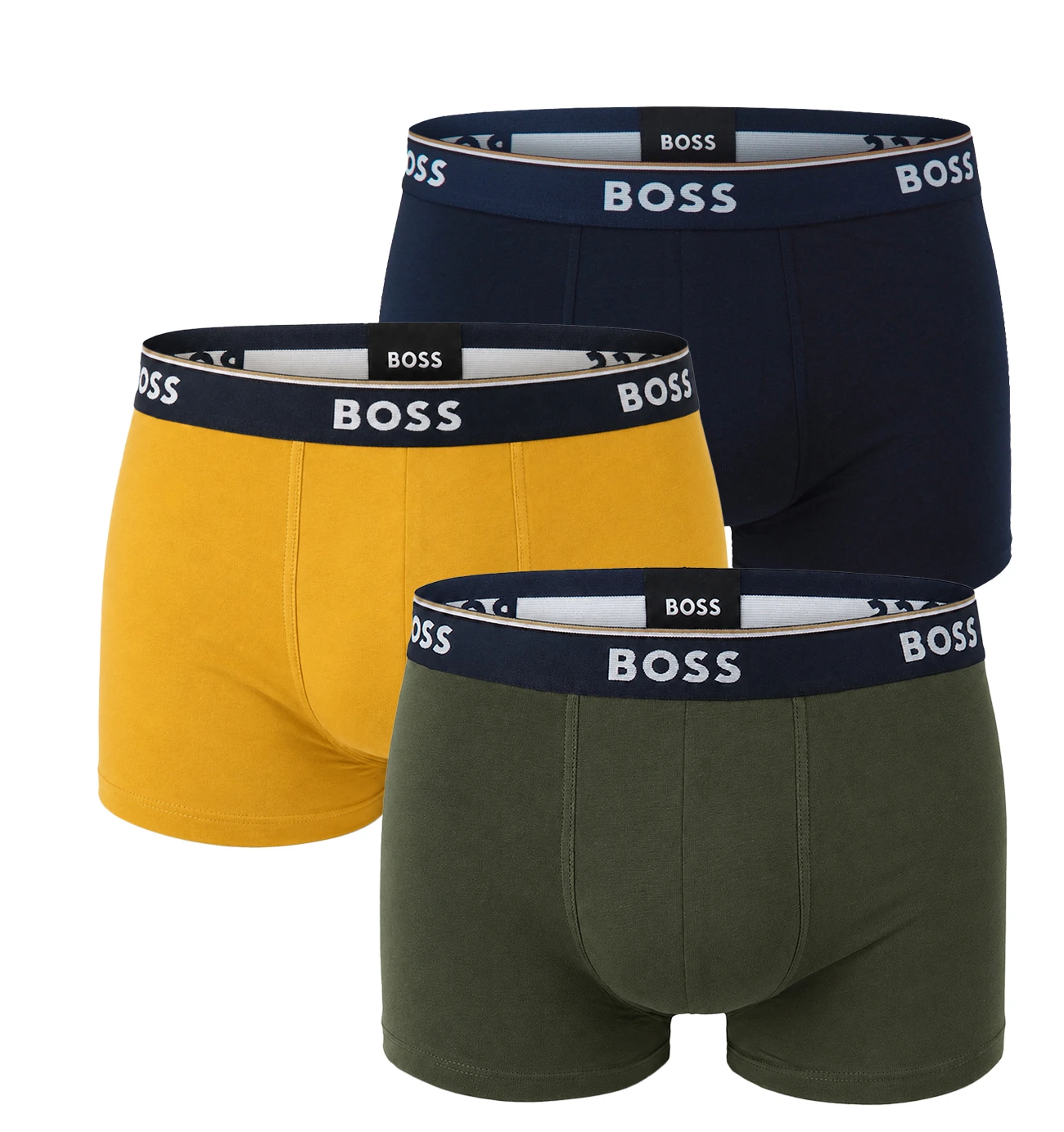 BOSS - pánske boxerky 3PACK Power cotton stretch yellow & forest tones
