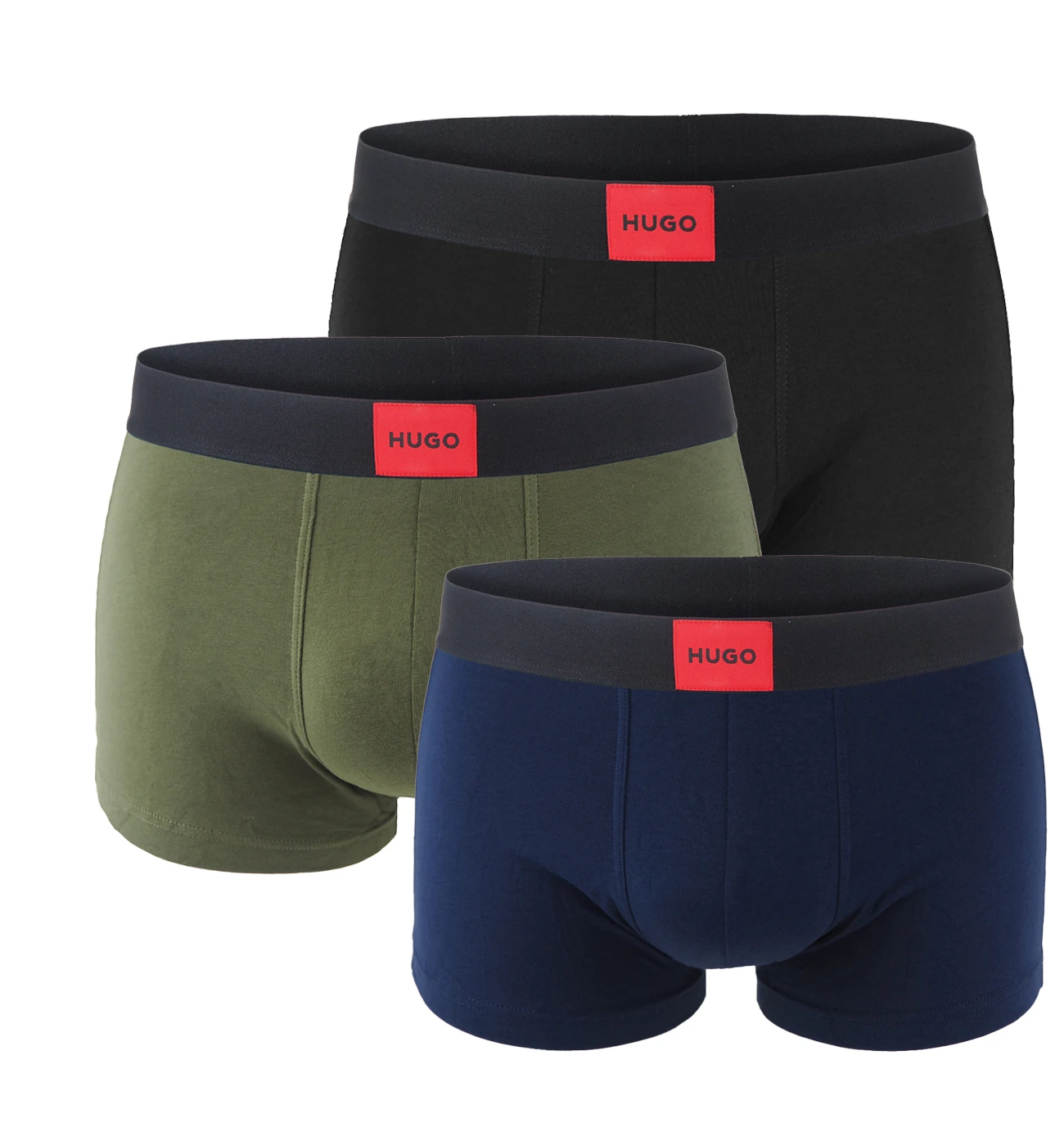 HUGO - boxerky 3PACK eco friendly cotton stretch dark forest tones / new logo HUGO