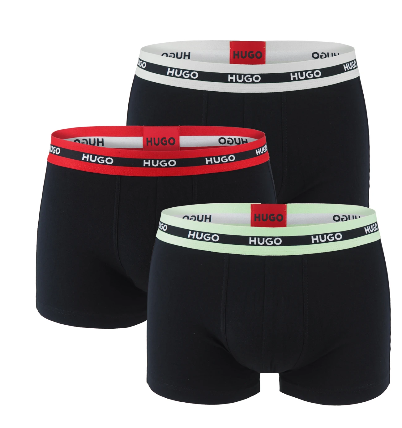 HUGO - boxerky 3PACK eco friendly organic cotton black / modern color waist