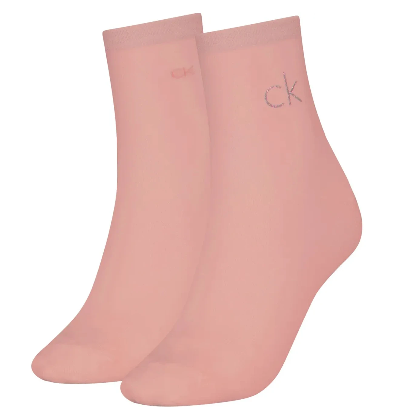 CALVIN KLEIN - ponožky 2PACK Shiny logo pink color short - limitovaná edícia