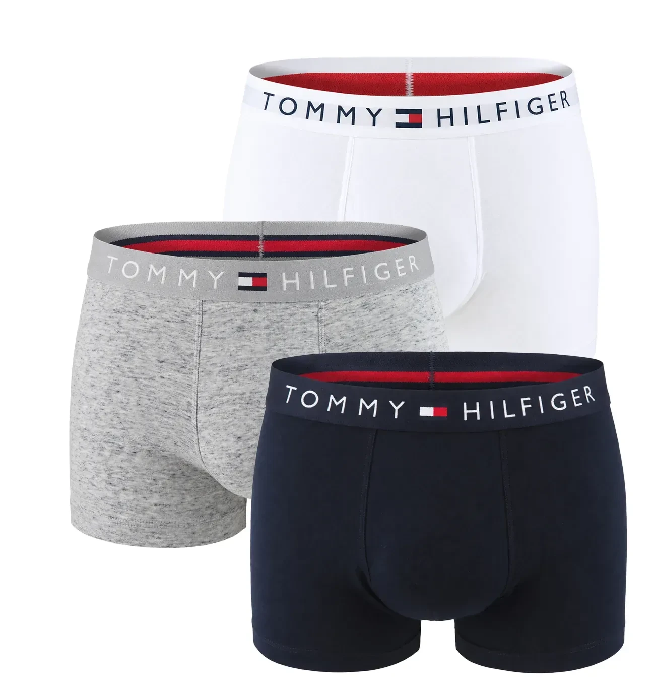 TOMMY HILFIGER - pánske boxerky 3PACK TH original eco cotton stretch navy & gray colors