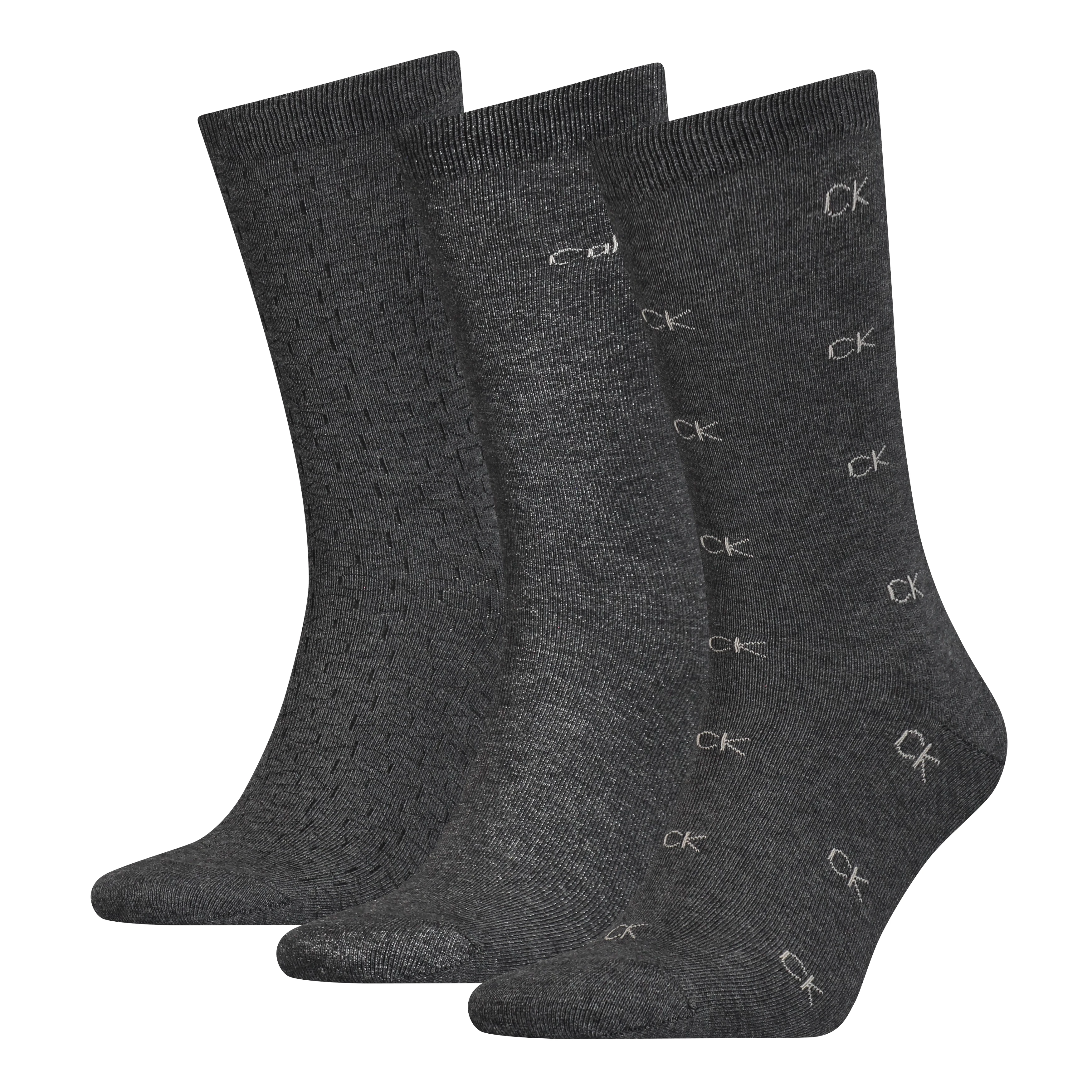 CALVIN KLEIN - ponožky 3PACK gray logo CK v darčekovom balení