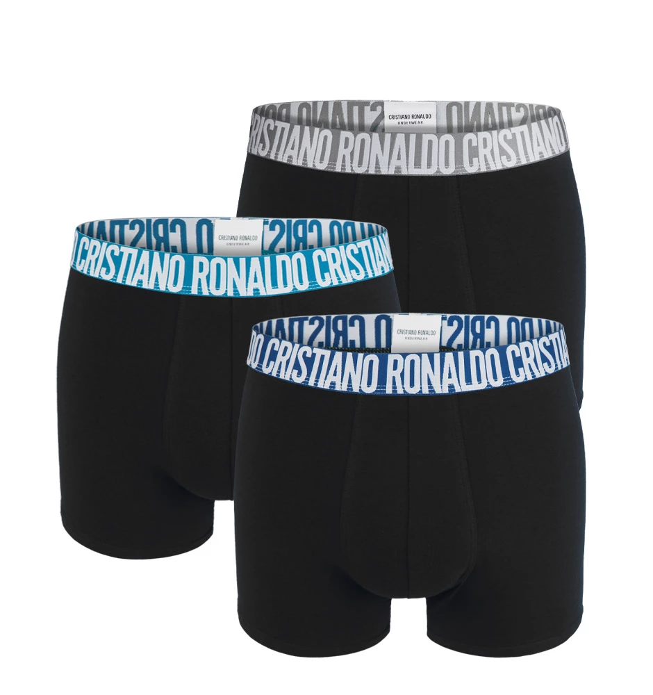 CRISTIANO RONALDO CR7 - 3PACK čierne boxerky s logom RONALDO z organickej bavlny
