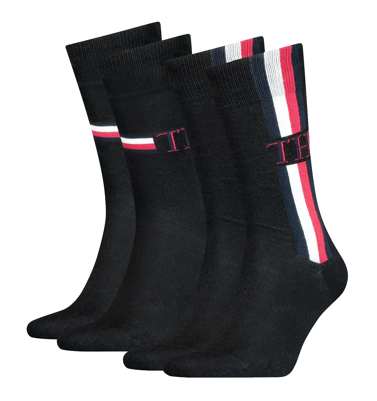 TOMMY HILFIGER - 2PACK Tommy original iconic stripe black ponožky