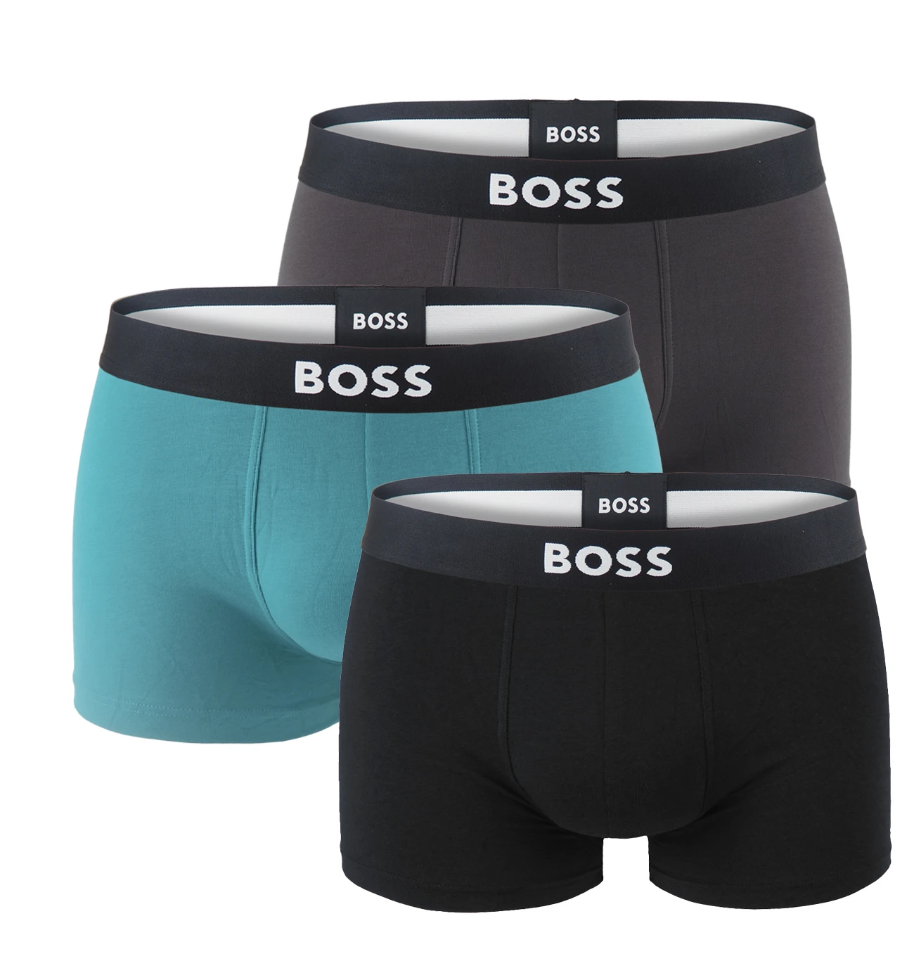BOSS - boxerky 3PACK eco friendly organic cotton BOSS ONE blue & black tones (David Beckham edition)