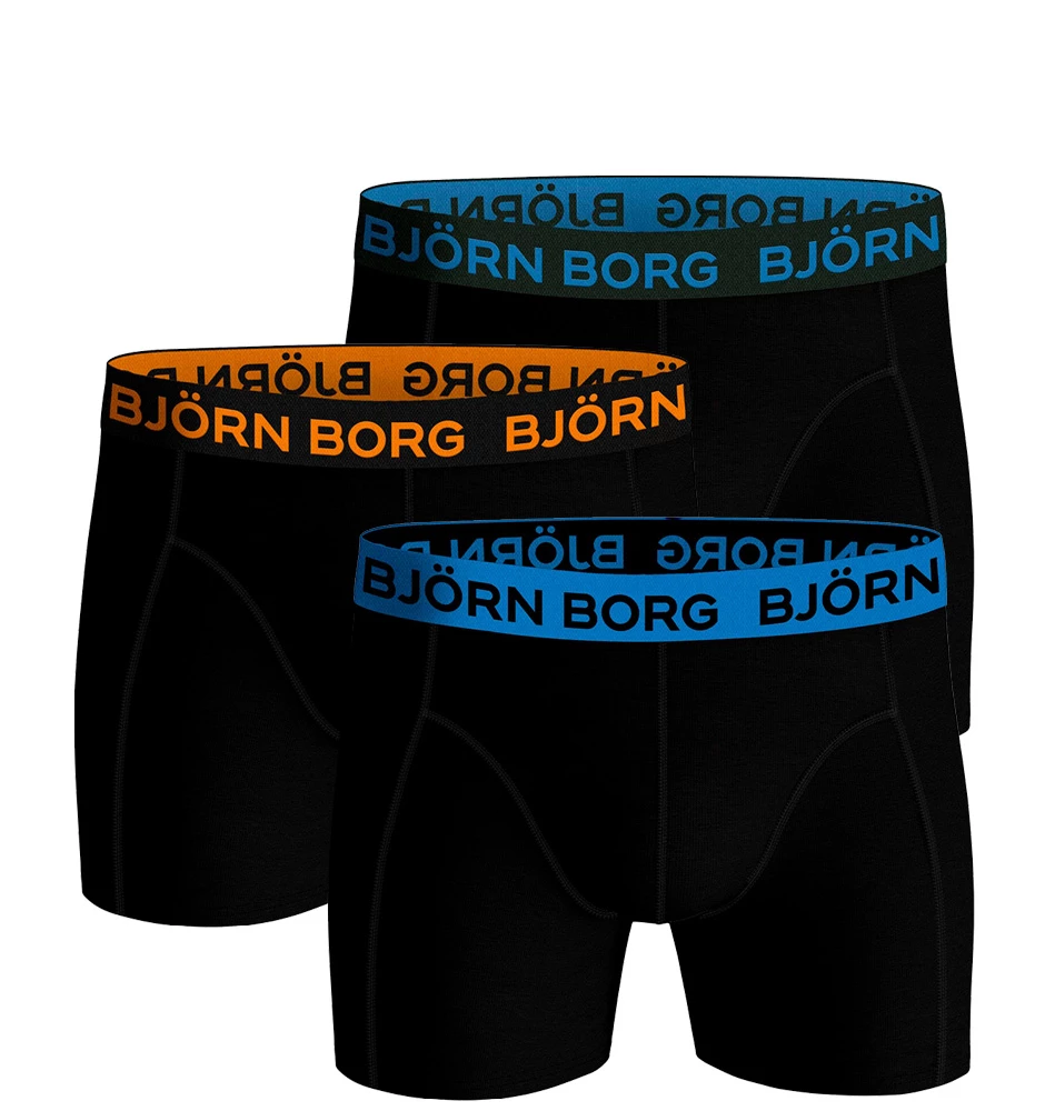 BJÖRN BORG - 3PACK black boxerky s farebným pásom