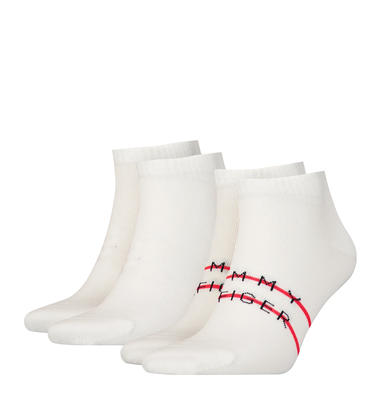 TOMMY HILFIGER - 2PACK Tommy stripe logo white členkové ponožky