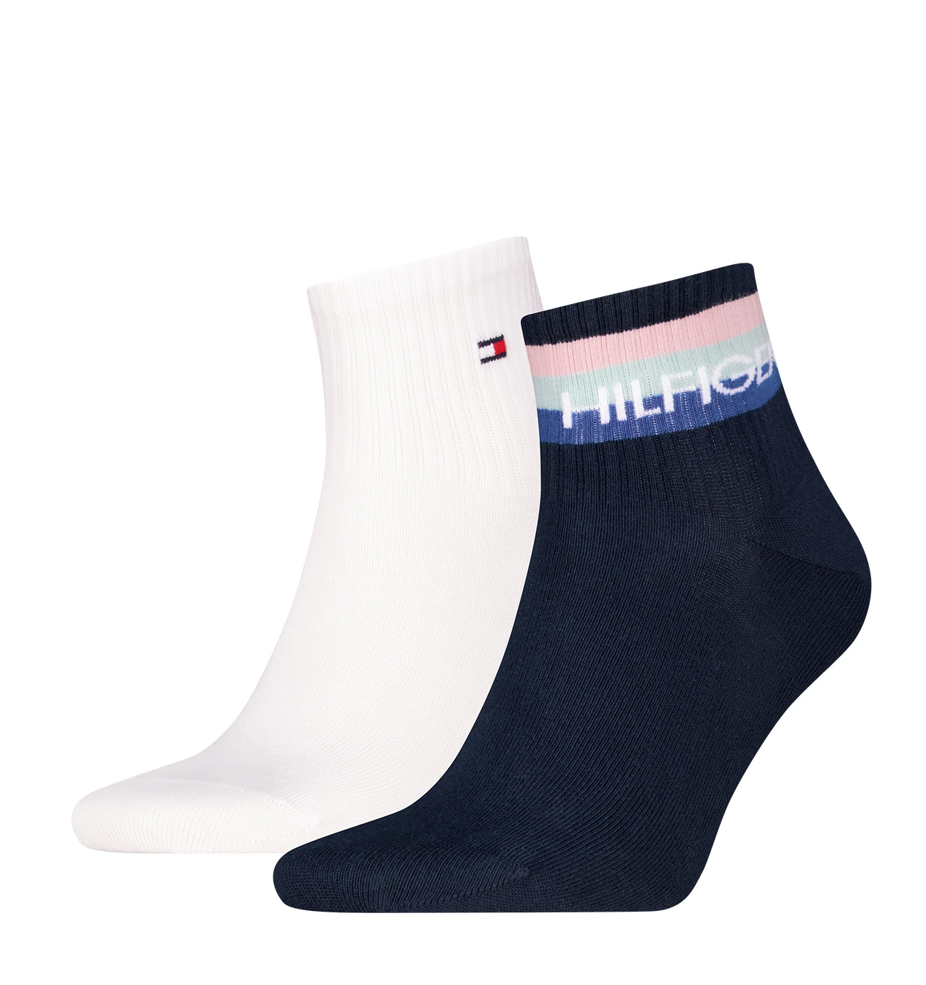 TOMMY HILFIGER - pánske ponožky 2PACK Sport quarter tmavomodré