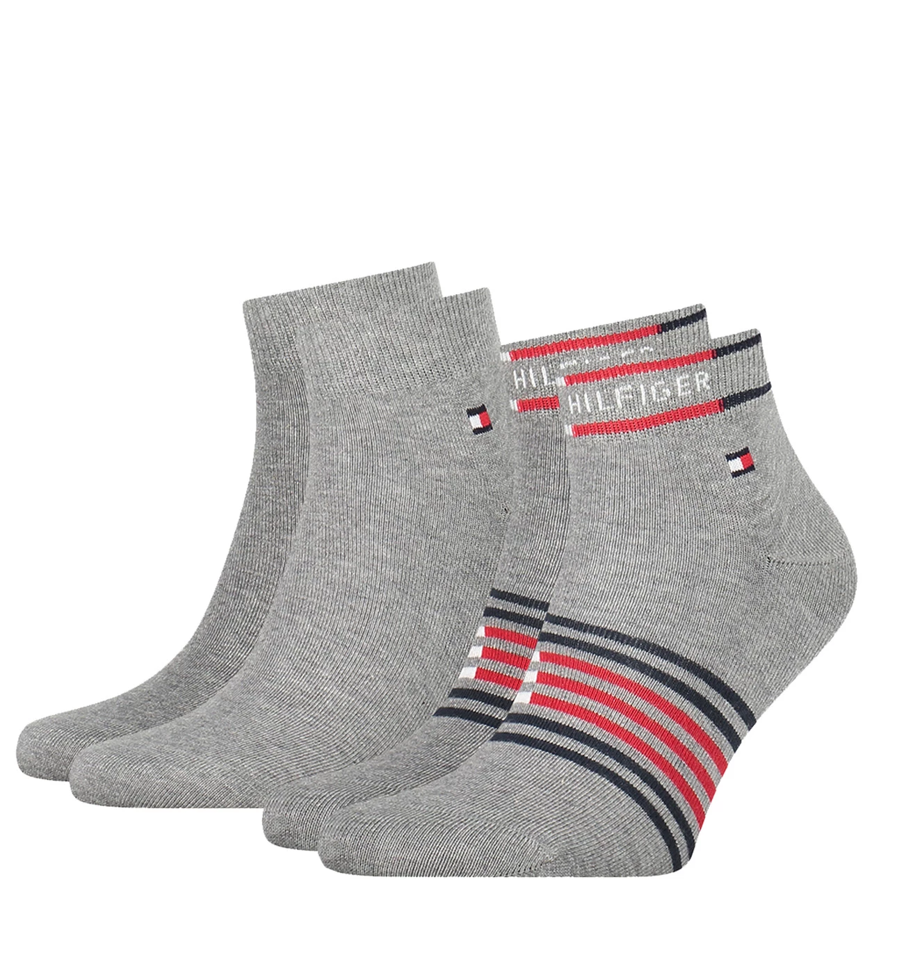 TOMMY HILFIGER - 2PACK Breton stripe gray quarter ponožky