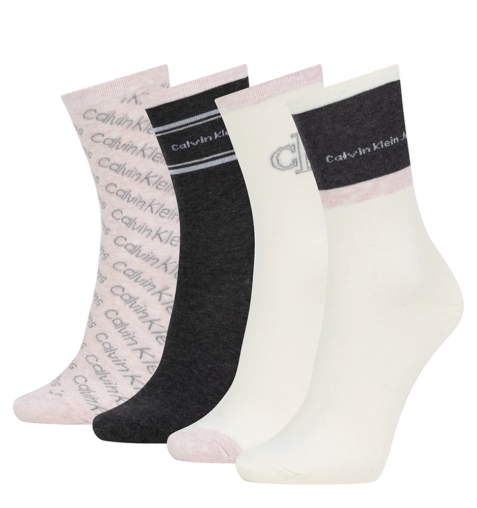 CALVIN KLEIN - 4PACK CK jeans multilogo gray combo ponožky v darčekovom balení