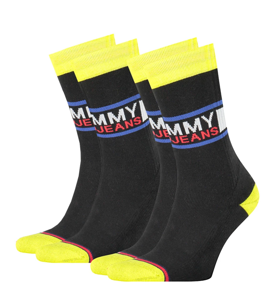 TOMMY HILFIGER - 2PACK Tommy jeans black & yellow ponožky