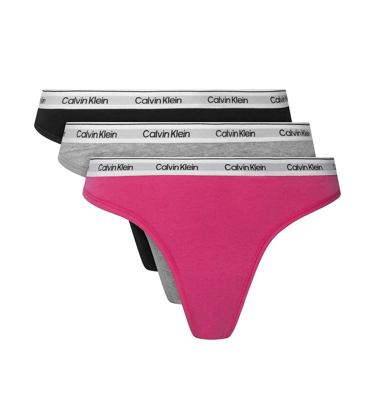 CALVIN KLEIN - tangá 3PACK Icon logo orchid & black tones