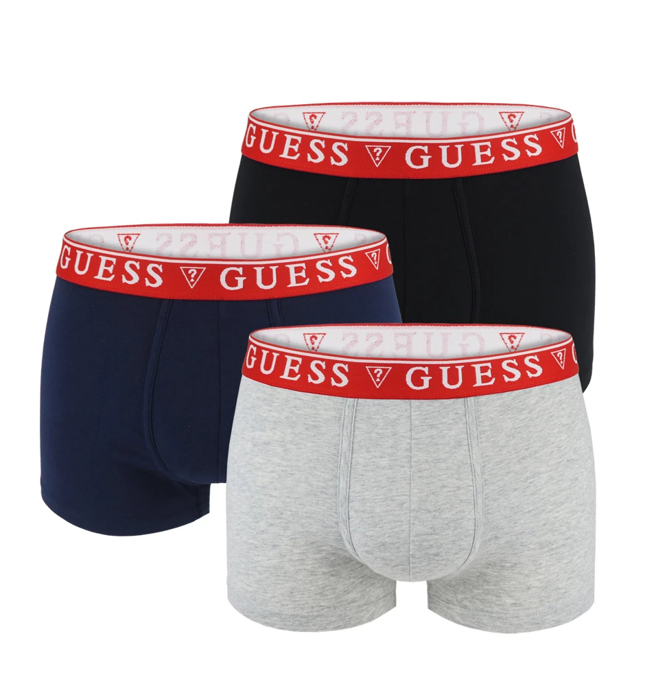GUESS - 3PACK cotton stretch color boxerky s červeným pásom