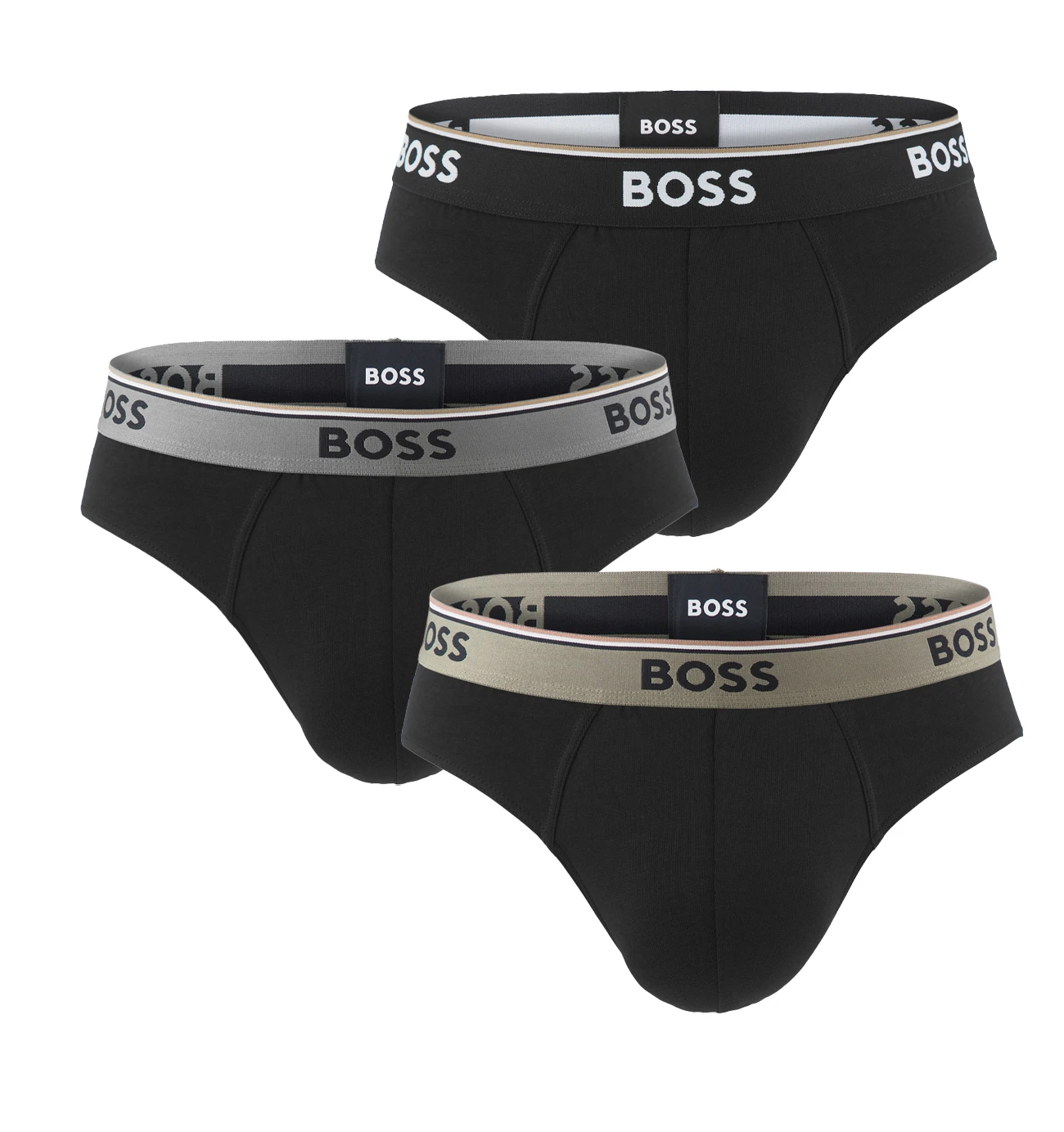 BOSS - slipy 3PACK cotton stretch Power black / modern forest & gray waist