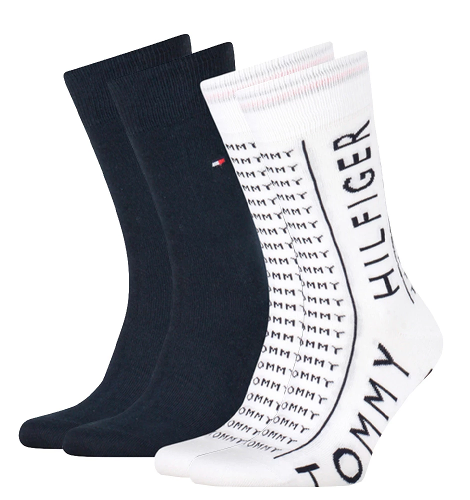 TOMMY HILFIGER - 2PACK biele TH logo ponožky