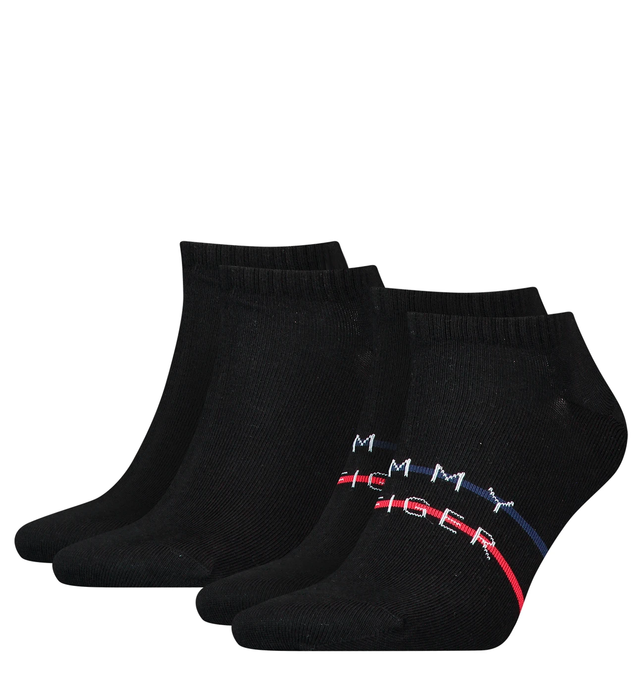 TOMMY HILFIGER - 2PACK Tommy stripe logo black členkové ponožky