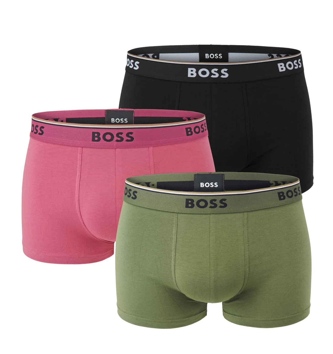 BOSS - boxerky 3PACK cotton stretch power army green combo - limitovaná fashion edícia (HUGO BOSS)