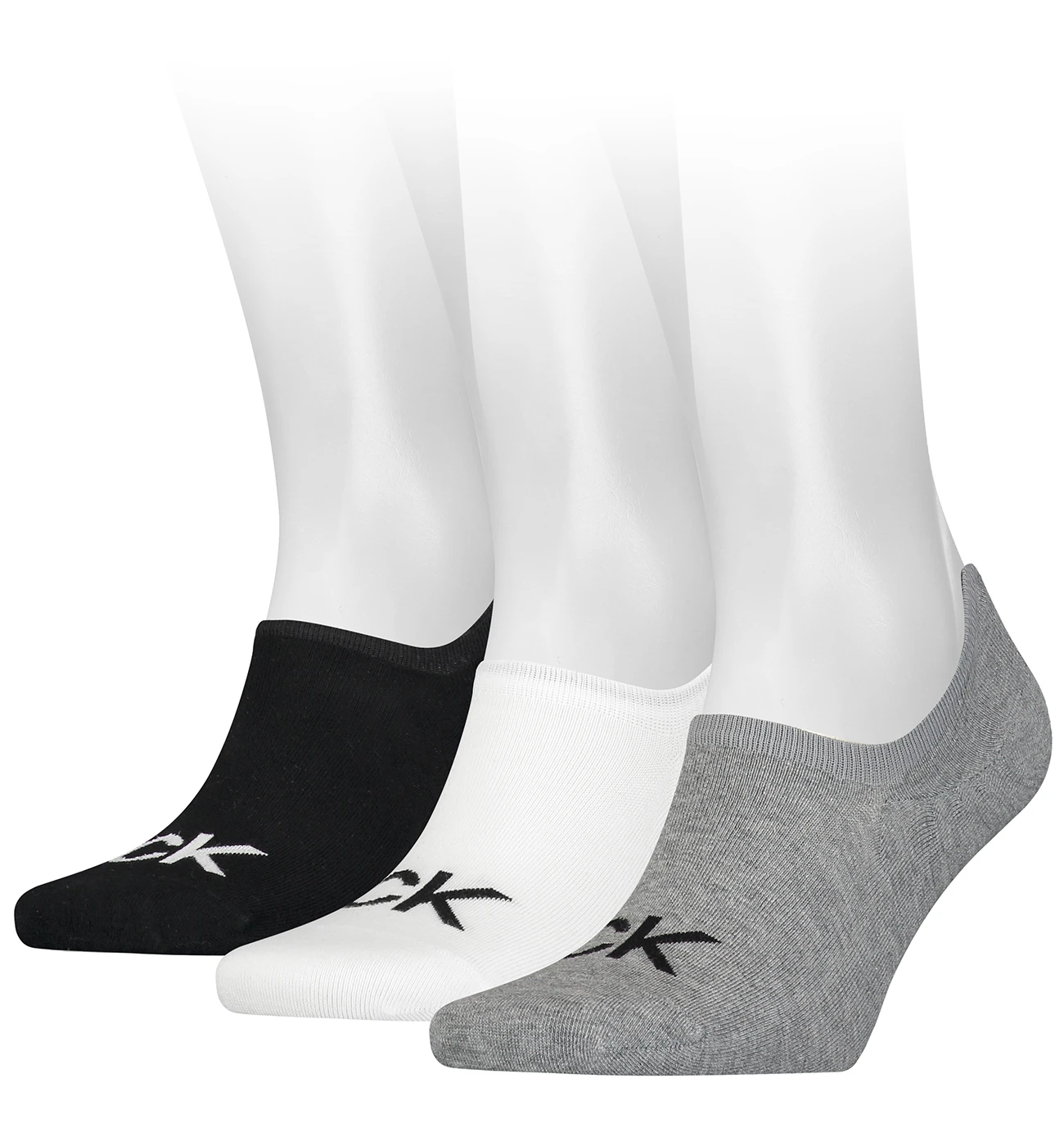 CALVIN KLEIN - 3PACK big logo CK mid grey pánske neviditeľné ponožky