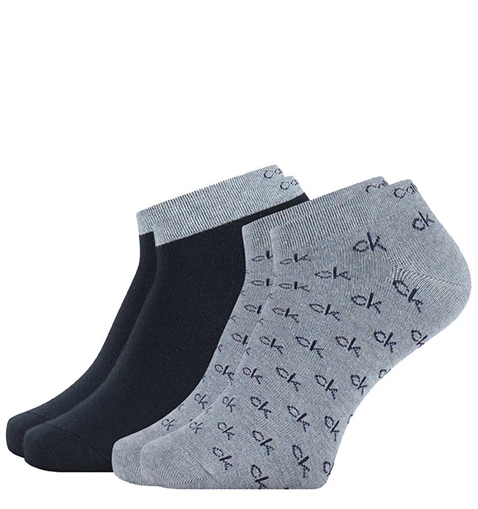 CALVIN KLEIN - 2PACK členkové ponožky blue s logom CK