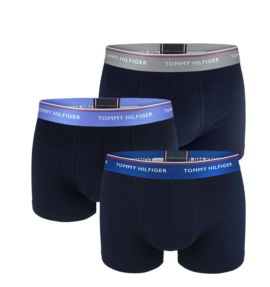 TOMMY HILFIGER - boxerky 3PACK premium essentials dark color with blue waist