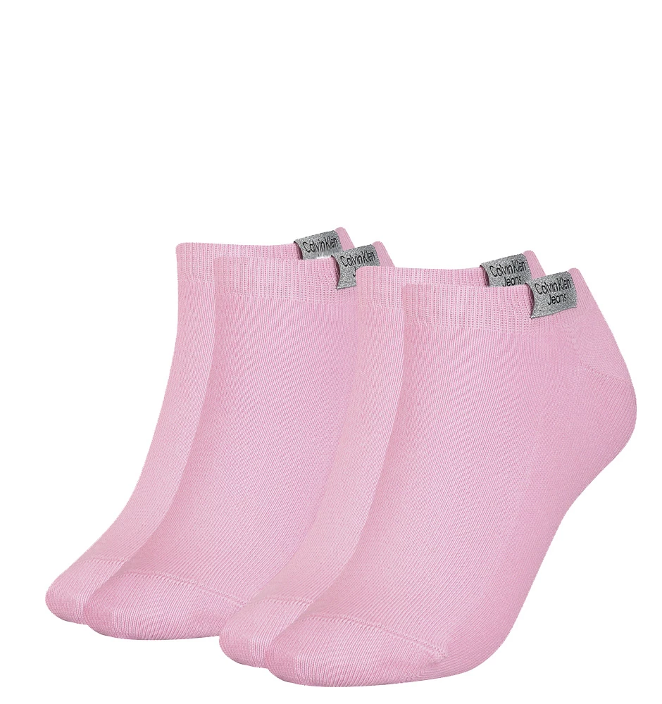 CALVIN KLEIN - 2PACK CK jeans pink členkové ponožky z organickej bavlny