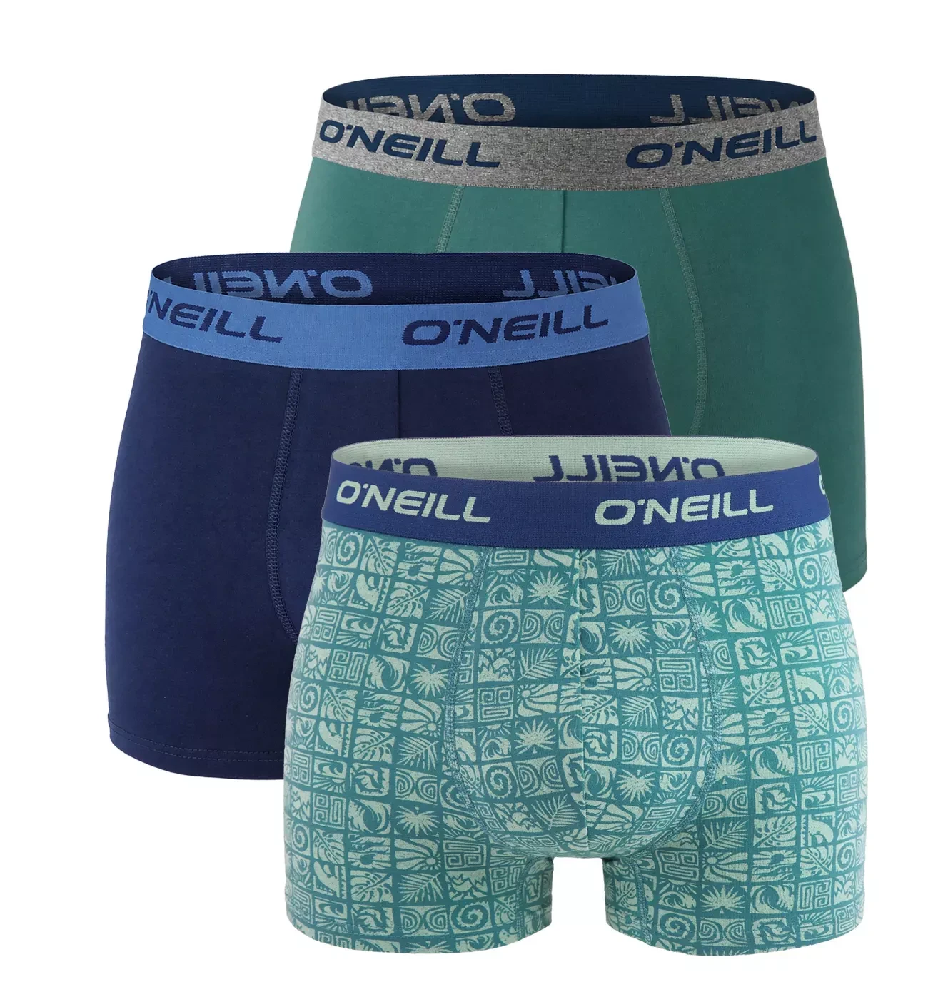 O'NEILL - pánske boxerky 3PACK cotton stretch bricks & blue tones
