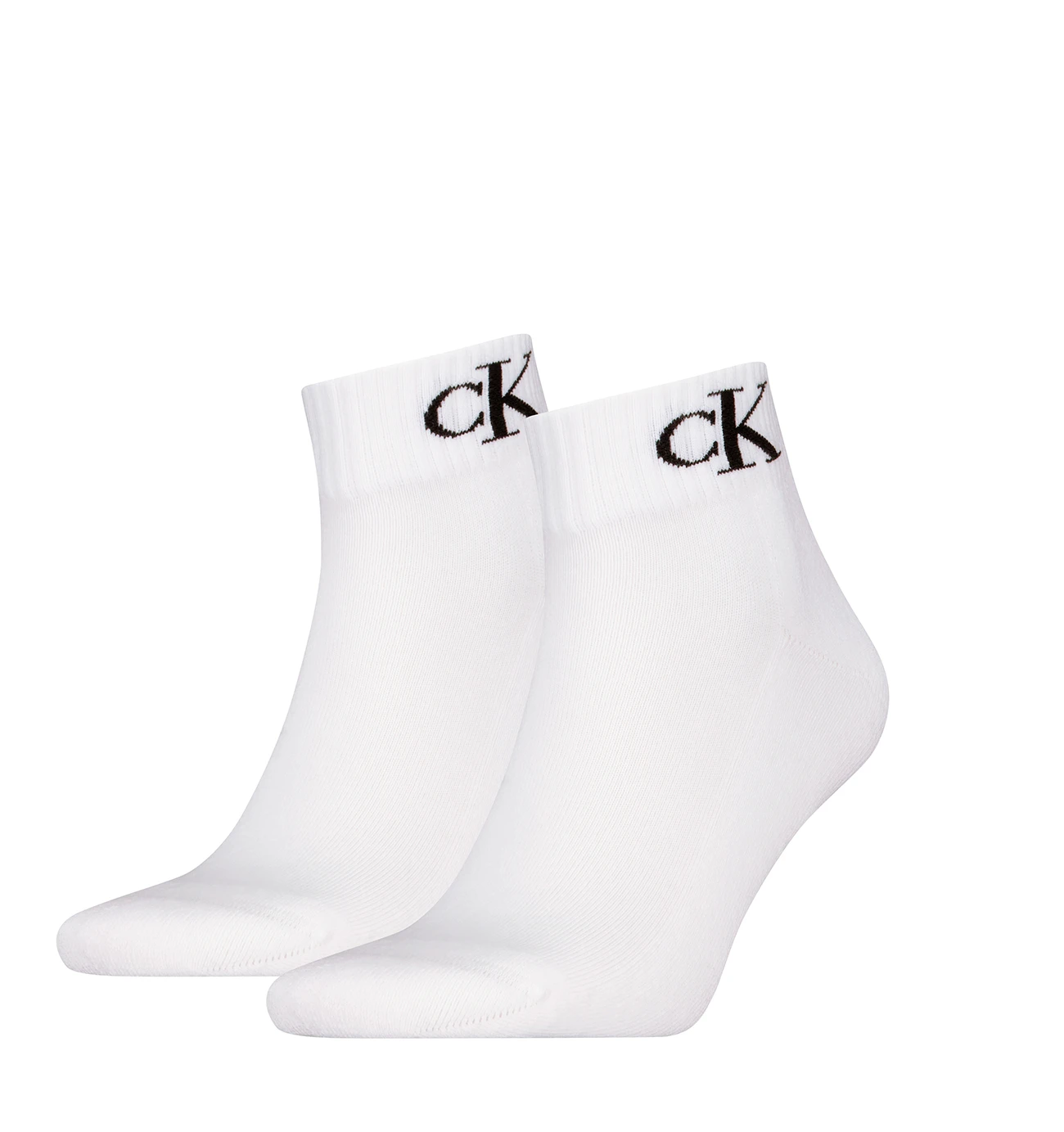 CALVIN KLEIN - 2PACK CK jeans monogram biele quarter ponožky - limitovaná edícia