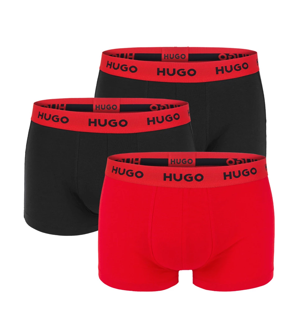 HUGO - 3PACK boxerky red & black combo