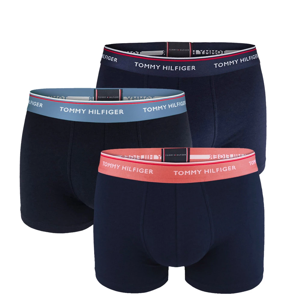TOMMY HILFIGER - boxerky 3PACK premium essentials color deep s colorado blue farebným pásom