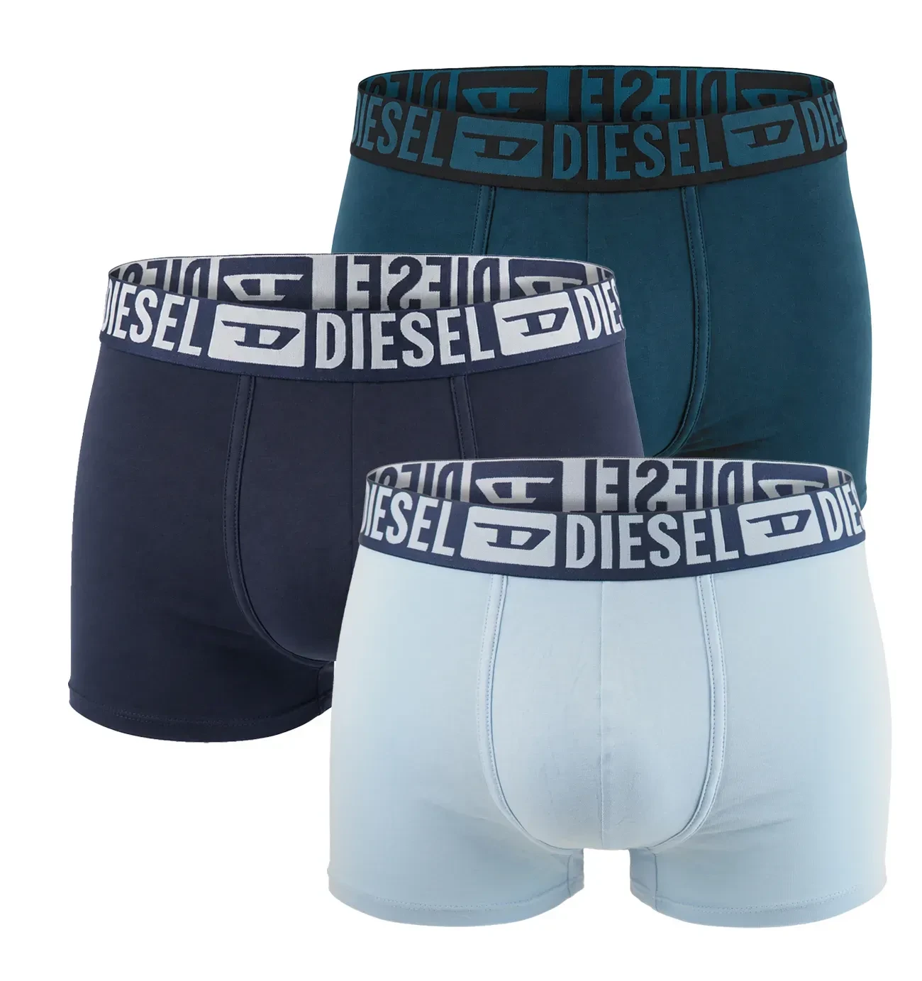 DIESEL - pánske boxerky 3PACK cotton stretch denim blue tones