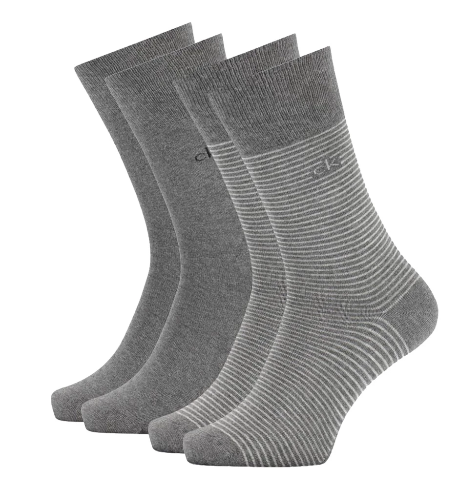 CALVIN KLEIN - 2PACK fine stripe charcoal heather ponožky