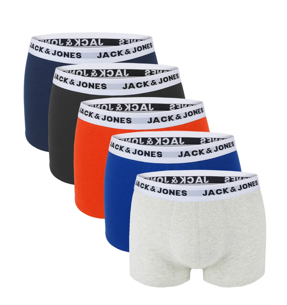 JACK & JONES - 5PACK white waistband boxerky z organickej bavlny